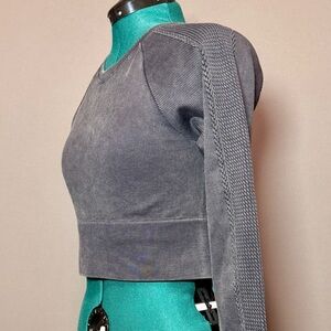 Aerie Gray Long Sleeve Crop Top